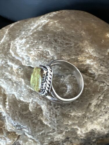 Navajo Green Gaspeite Ring | Sterling Silver | Sz 7 | Authentic Native American Handmade | 16401