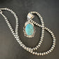 Navajo Pearls Blue Turquoise Necklace Pendant | Sterling Silver | Authentic Native American Handmade | 14881