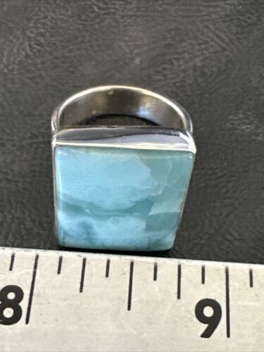 Navajo Blue Larimar Ring | Sterling Silver | Sz 8 | Authentic Native American Handmade | 17589