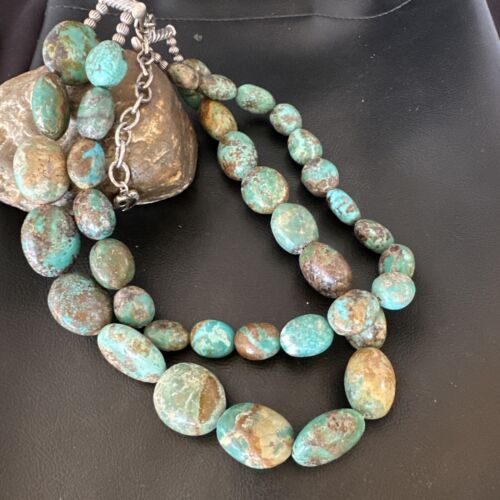 XXL Men's Chunky Spiderweb Turquoise Necklace | Navajo Sterling Silver | 21" | 16239