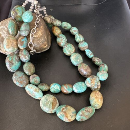 XXL Men's Chunky Spiderweb Turquoise Necklace | Navajo Sterling Silver | 21" | 16239