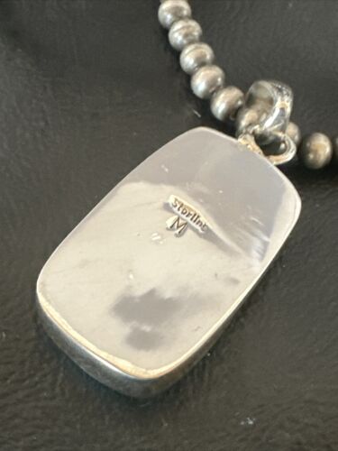 Blue Kingman Turquoise Pendant | Navajo Pearls | Sterling Silver Necklace 20" | 16696