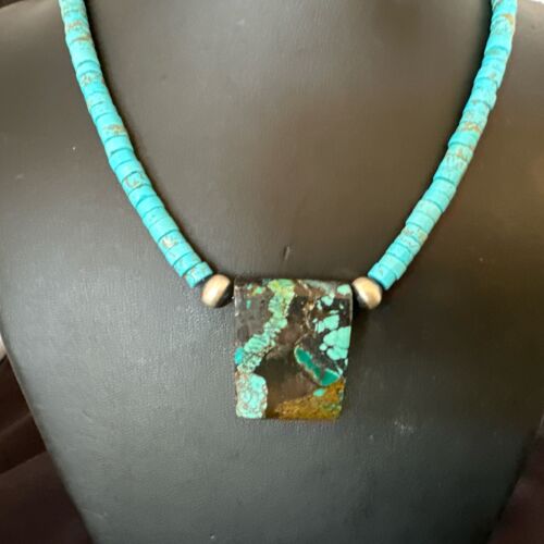 Navajo SpiderWeb Turquoise Heishi Pearls Necklace | Sterling Silver | 20" | Authentic Native American Handmade | 17098