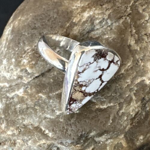 Men's and Women's Wild Horse Turquoise Ring | Navajo Sterling Silver | Sz 7 | Authentic Native American Handmade | 17355 - Masha USA