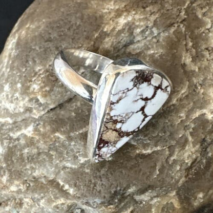 Men's and Women's Wild Horse Turquoise Ring | Navajo Sterling Silver | Sz 7 | Authentic Native American Handmade | 17355 - Masha USA