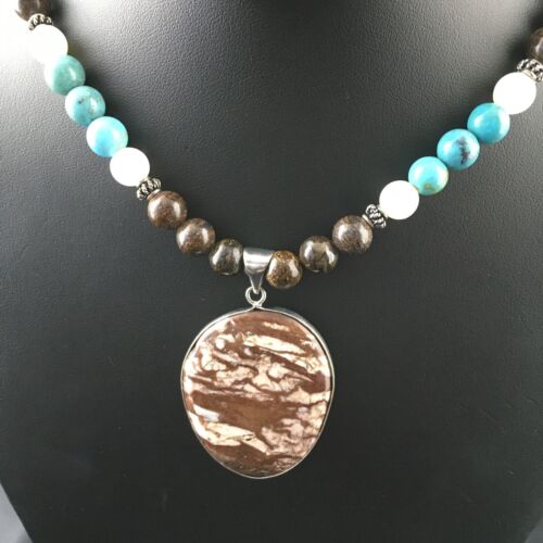Navajo Wild Horse Turquoise Pendant Necklace | Sterling Silver | 18" | Authentic Native American Handmade | 10148