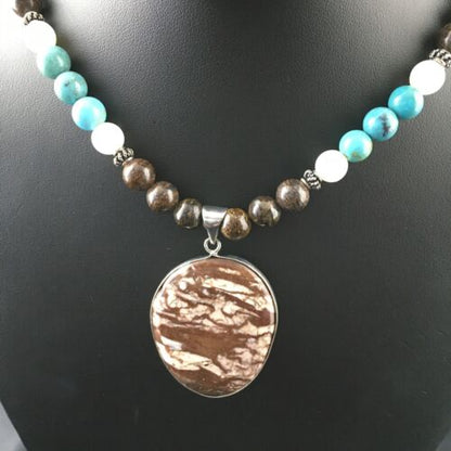Navajo Wild Horse Turquoise Pendant Necklace | Sterling Silver | 18" | Authentic Native American Handmade | 10148