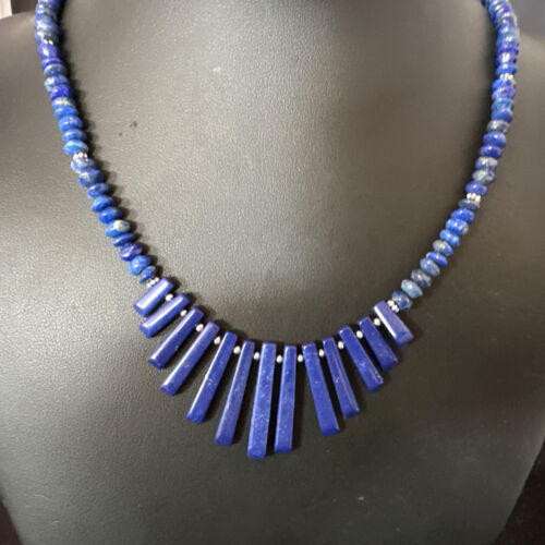 Men's Navajo Blue Lapis Necklace | Sterling Silver | 18" | Authentic Native American Handmade | 15771