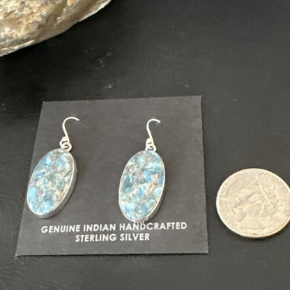 Blue Denim Lapis Dangle Earrings | Sterling Silver | 1" | 15794 - Masha USA