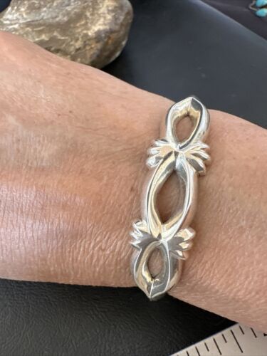 Navajo Tufa Cast Cuff Bracelet | Sterling Silver | Authentic Native American Handmade | 17219