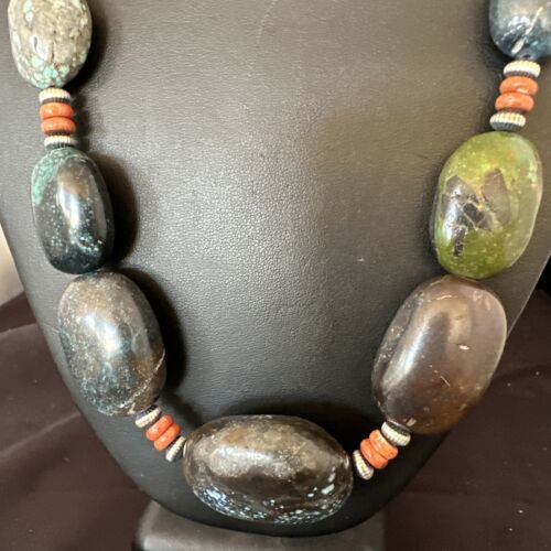 XXL Men's Chunky Spiderweb Turquoise Necklace | Navajo Sterling Silver | 21" | 16237