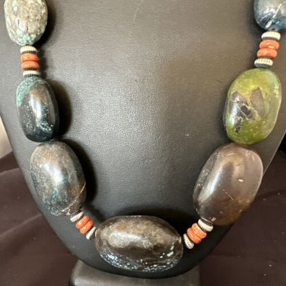 XXL Men's Chunky Spiderweb Turquoise Necklace | Navajo Sterling Silver | 21" | 16237
