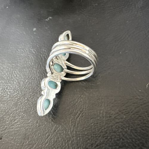 Navajo Blue Larimar Cluster Ring | Authentic Native American Sterling Silver | Multi-Stone | Sz 9.5 | 15938