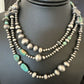 Navajo Pearls Royston Turquoise Necklace | Sterling Silver | Mixed Beads | 48" | 15990