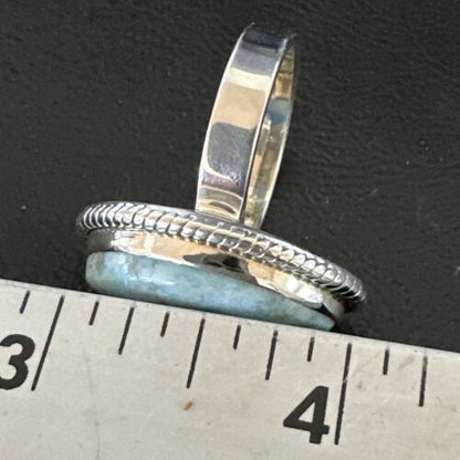 Navajo Blue Larimar Ring | Sterling Silver | Sz 10 | Authentic Native American Handmade | 17652