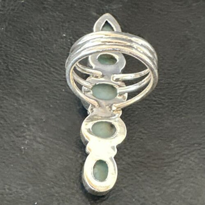 Navajo Blue Larimar Multi-Stone Cluster Ring | Authentic Native American Sterling Silver | Multi-Stone | Sz 7.5 | 17557