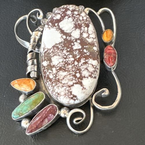 Navajo Women's Spiny Wild Horse Necklace Pendant | Sterling Silver | Multi-Stone | 16104