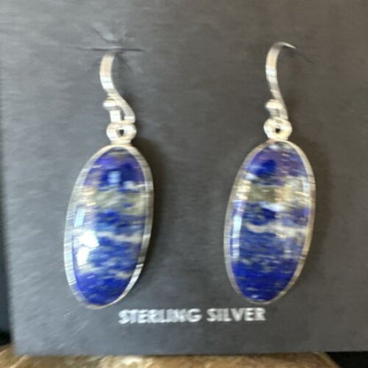 Blue Denim Lapis Dangle Earrings | Sterling Silver | 1" | 15803