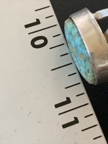 Men's Navajo Blue Spiderweb Turquoise Ring | Sterling Silver | Sz 10 | Authentic Native American Handmade | 12545