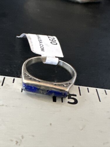 Navajo Navy Blue Lapis Inlay Ring | Sterling Silver | Sz 7 | Authentic Native American Handmade | 11290 - Masha USA