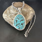 Men's Navajo Blue Spiderweb Turquoise Pendant Necklace | Sterling Silver | Authentic Native American Handmade | 16198