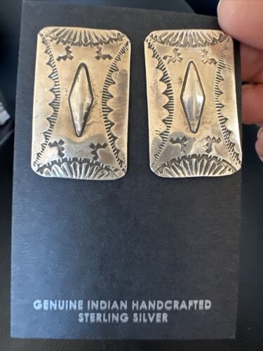 Navajo Stamped Sterling Silver Handmade Earrings | Authentic Native American | 15847