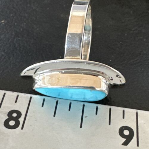 Navajo Blue Kingman Turquoise Ring | Sterling Silver | Sz 8 | Authentic Native American Handmade | 16588