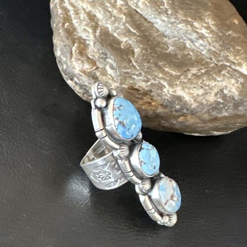 Navajo Blue Golden Hills Turquoise Multi-Stone Ring | Authentic Native American Sterling Silver | Sz 9.5 | 16288