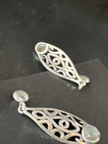 Navajo Labradorite Dangle Earrings | Sterling Silver | Authentic Native American Handmade | 15310