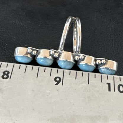 Navajo Blue Larimar Multi-Stone Cluster Ring | Authentic Native American Sterling Silver | Multi-Stone | Sz 7.5 | 17556
