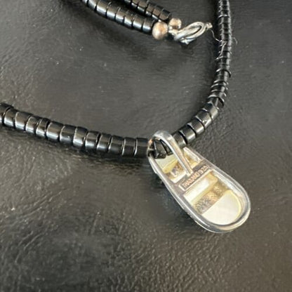 Navajo Mother of Pearl & Onyx Heishi Necklace | Sterling Silver | Authentic Native American Handmade | 18" | 15264