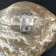 Men's Wide Band Navajo Stamped Ring | Sterling Silver | Sz 9.5 | Authentic Native American Handmade | 14982