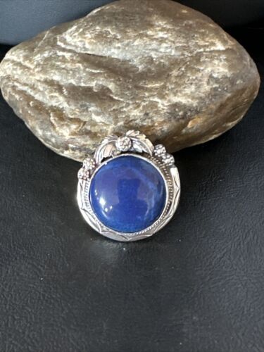 Men's Women's Blue Lapis Lazuli Ring | Navajo Sterling Silver | Sz 9.5 | Authentic Native American Handmade | 14950 - Masha USA