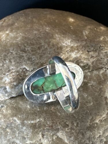 Navajo Green Mojave Turquoise Ring | Sterling Silver | Sz 7 | Authentic Native American Handmade | 15595