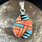 Women's Blue Turquoise & Spiny Oyster Inlay Pendant | Navajo Sterling Silver | Authentic Native American Jewelry | 15196