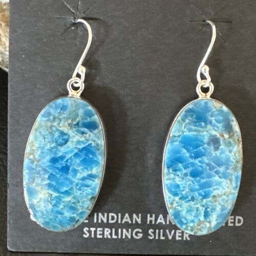 Blue Denim Lapis Dangle Earrings | Sterling Silver | 1" | 15791
