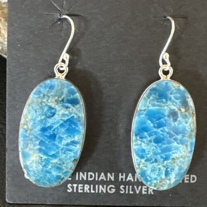 Blue Denim Lapis Dangle Earrings | Sterling Silver | 1" | 15791