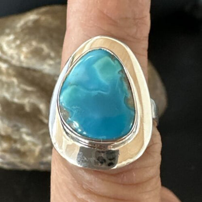 Sterling Silver Blue Kingman Turquoise Ring | Sz 7 | 17593