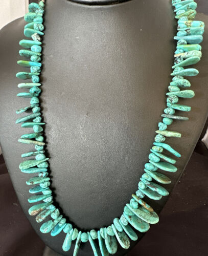 Navajo Blue Nugget Turquoise Bead Necklace | Sterling Silver Pearls | 20" | Authentic Native American Handmade | 16519