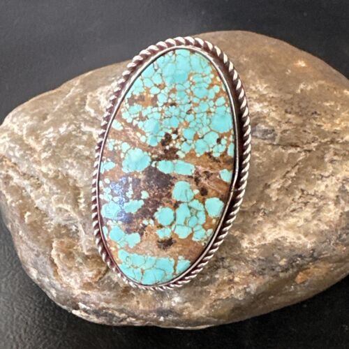 Men's Women's Blue Turquoise #8 Navajo Ring | Sterling Silver | Sz 10 | Authentic Native American Handmade | 16640