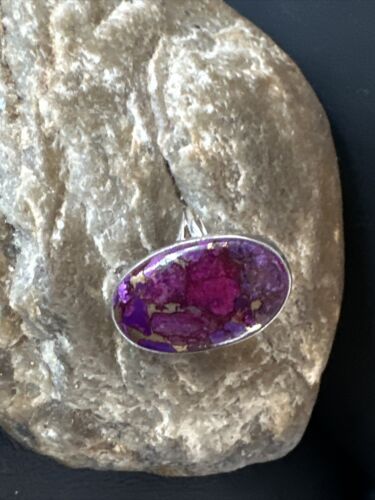 Southwestern Navajo Purple Mojave Turquoise Ring | Sterling Silver | Sz 8 | 15605