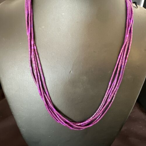 Stabilized Sugilite 5-Strand Heishi Necklace | Sterling Silver Tube | 19" | 17172
