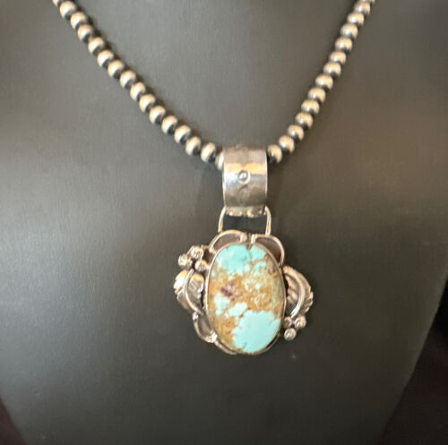 Blue Golden Hills Turquoise Pendant | Navajo Pearls | Sterling Silver Necklace 21" | 14995