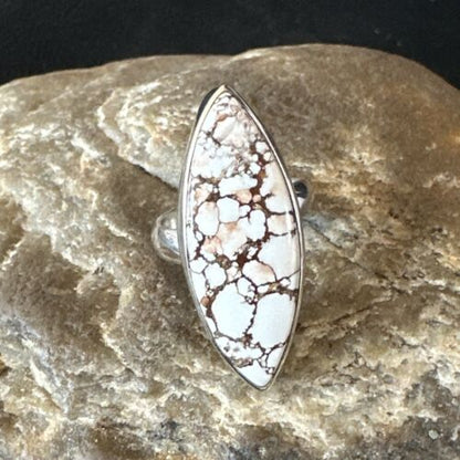 Navajo Wild Horse Turquoise Ring | Sterling Silver | Sz 6 Adjustable | Authentic Native American Handmade | 15552