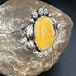 Navajo Yellow Bumble Bee Jasper Ring | Sterling Silver | Sz 10 | Authentic Native American Handmade | 14949