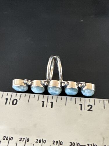 Navajo Blue Larimar Multi-Stone Ring | Authentic Native American Sterling Silver | Multi-Stone | Sz 6.5 | 15980