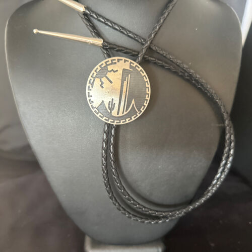 Native American Handmade Men's Bolo Tie | Hopi Sterling Silver | 14323