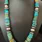 Blue-Green Turquoise Necklace | Navajo Sterling Silver | Authentic Native American Handmade | 21" | 16960