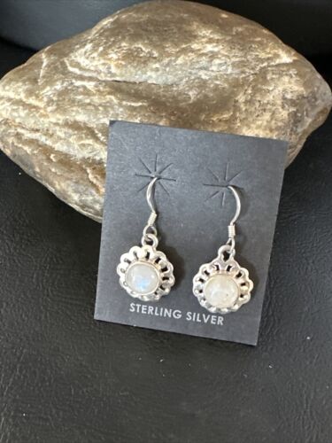 Navajo White Mother of Pearl Dangle Earrings | Sterling Silver | Authentic Native American Handmade | 15307