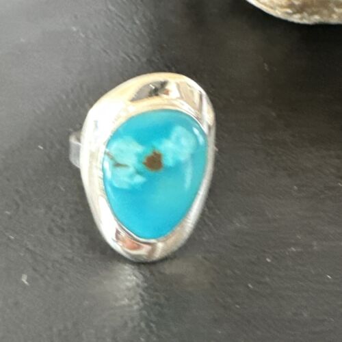 Navajo Blue Kingman Turquoise Ring | Sterling Silver | Sz 10 | Authentic Native American Handmade | 16583